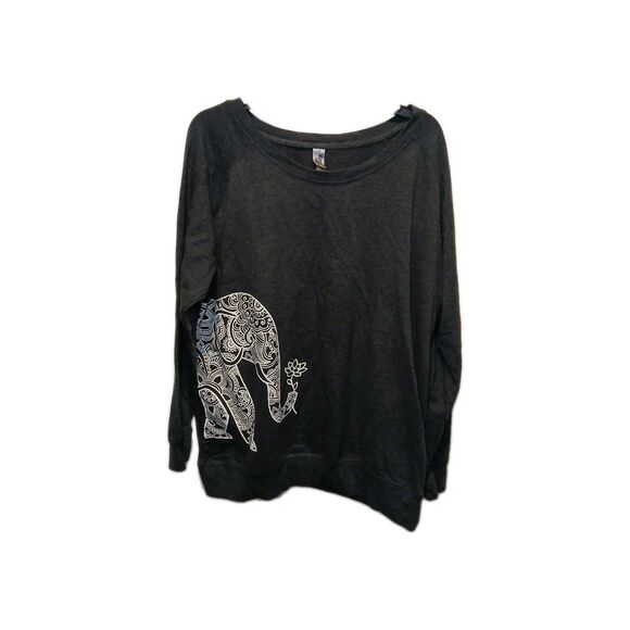 Instant Message Elephant Sweatshirt – 2X Scoop Neck Charcoal Gray Pullover - Picture 1 of 5